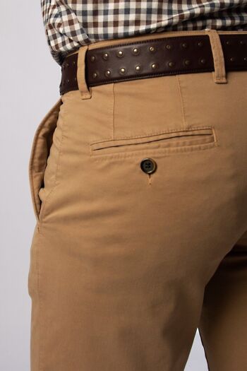 Pantalon chino hiver stretch en gabardine marron clair 12