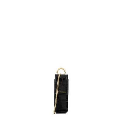 Bolso Cadena Lipstick Croco Negro