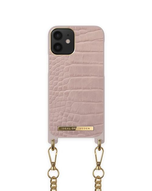 Necklace Case iPhone 12 MINI Misty Rose Croc