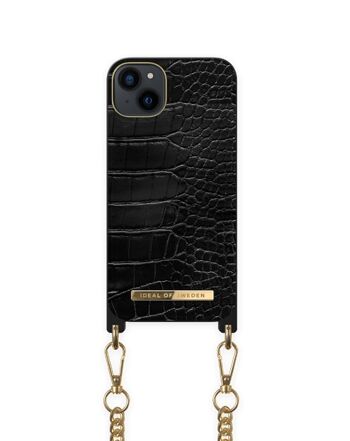 Etui Collier iPhone 14PL Noir Jais Croco