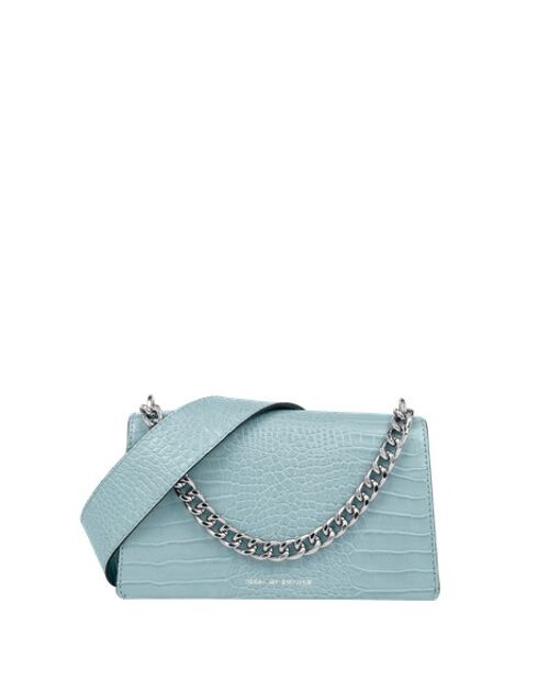 Medium Lia Baguette Bag Soft Blue Croco