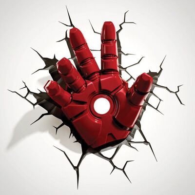 Ensemble d'appliques murales 3D Marvel - Main d'Iron Man - Veilleuse pour chambre d'enfant - MCU Marvel Avengers