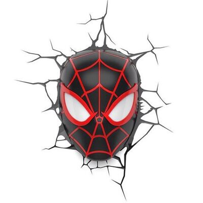 3D Marvel Wall Light Bundle - Spider-Man Spider-Verse Miles Morales Mask - Luce notturna per camera da letto per bambini - MCU Marvel Avengers