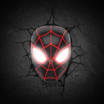 Ensemble d'appliques murales 3D Marvel - Masque Spider-Man Spider-Verse Miles Morales - Veilleuse pour chambre d'enfant - MCU Marvel Avengers 2