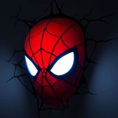 Ensemble d'appliques murales 3D Marvel - Masque Spider-Man - Veilleuse pour chambre d'enfant - MCU Marvel Avengers