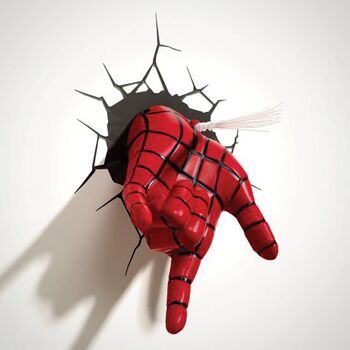 Ensemble d'appliques murales 3D Marvel - Masque et main de Spider-Man - Veilleuse pour chambre d'enfant - MCU Marvel Avengers 3