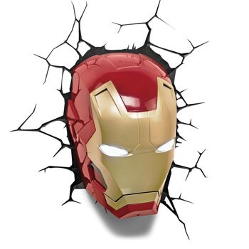 Ensemble d'appliques murales 3D Marvel - Masque Iron Man - Veilleuse pour chambre d'enfant - MCU Marvel Avengers 1