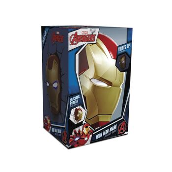 Ensemble d'appliques murales 3D Marvel - Masque Iron Man - Veilleuse pour chambre d'enfant - MCU Marvel Avengers 3