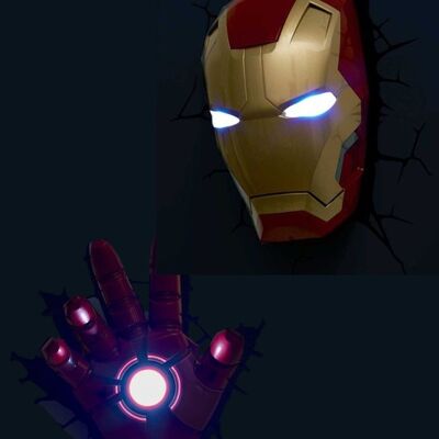 3D Marvel Wall Light Bundle - Iron Man - Luce notturna per camera da letto per bambini - MCU Marvel Avengers