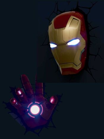 Lot d'appliques murales 3D Marvel - Iron Man - Veilleuse pour chambre d'enfant - MCU Marvel Avengers 1