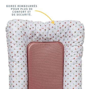 Matelas à langer Flocons 50x70 cm - Triangle framboise 2