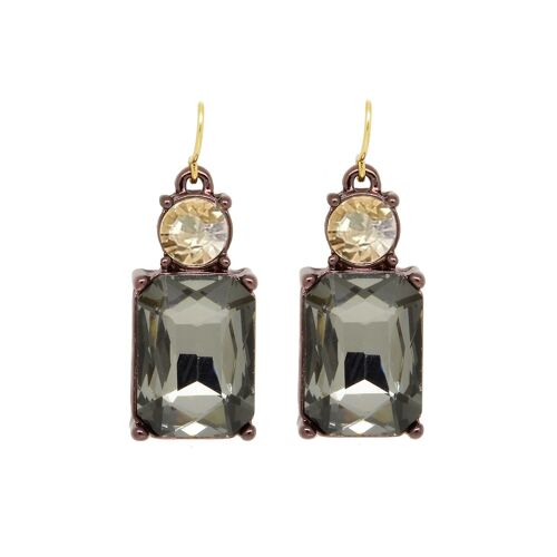 Twin gem earring slate grey & light amber