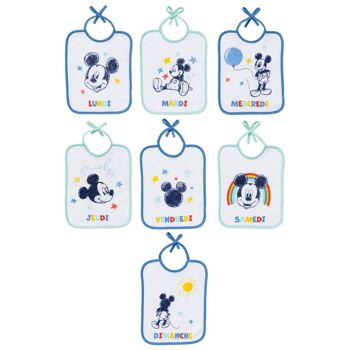 Lot de 7 bavoirs naissance journaliers 20x25 cm - Mickey Cool 1