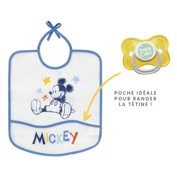 Bavoir 6 mois imperméable avec poche 28x32 cm - Mickey Cool 3