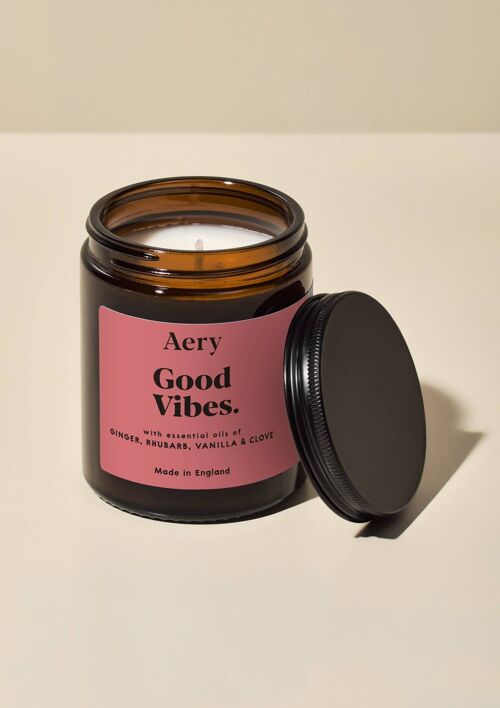 Good Vibes Scented Jar Candle - Ginger Rhubarb and Vanilla