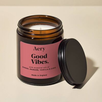 Good Vibes Scented Jar Candle - Ginger Rhubarb and Vanilla