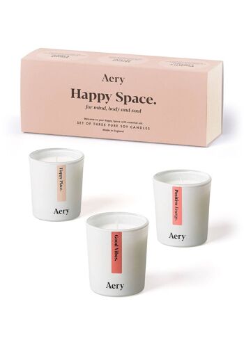 Ensemble cadeau d'aromathérapie Happy Space de trois bougies votives 2