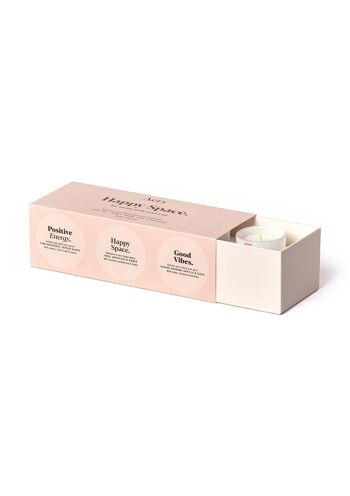 Ensemble cadeau d'aromathérapie Happy Space de trois bougies votives 3