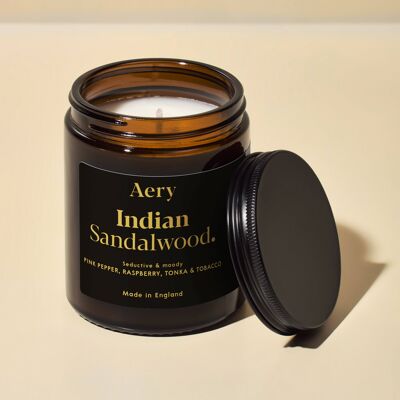 Vela perfumada en tarro de sándalo indio - Pimienta, frambuesa y tonka