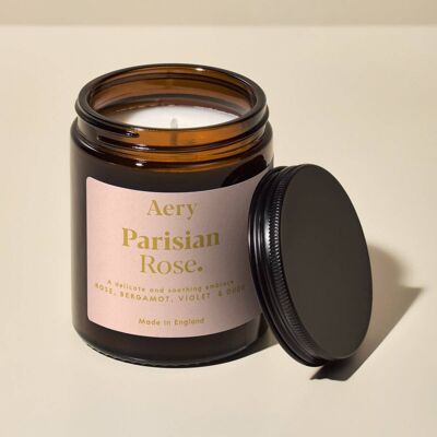 Vela perfumada en tarro de rosa parisina - Rosa bergamota y violeta