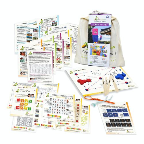 Kit multi-activités Voyageons en jouant Corée du Sud - Jeu éducatif pour les enfants de 6 à 11 ans - Made in France -