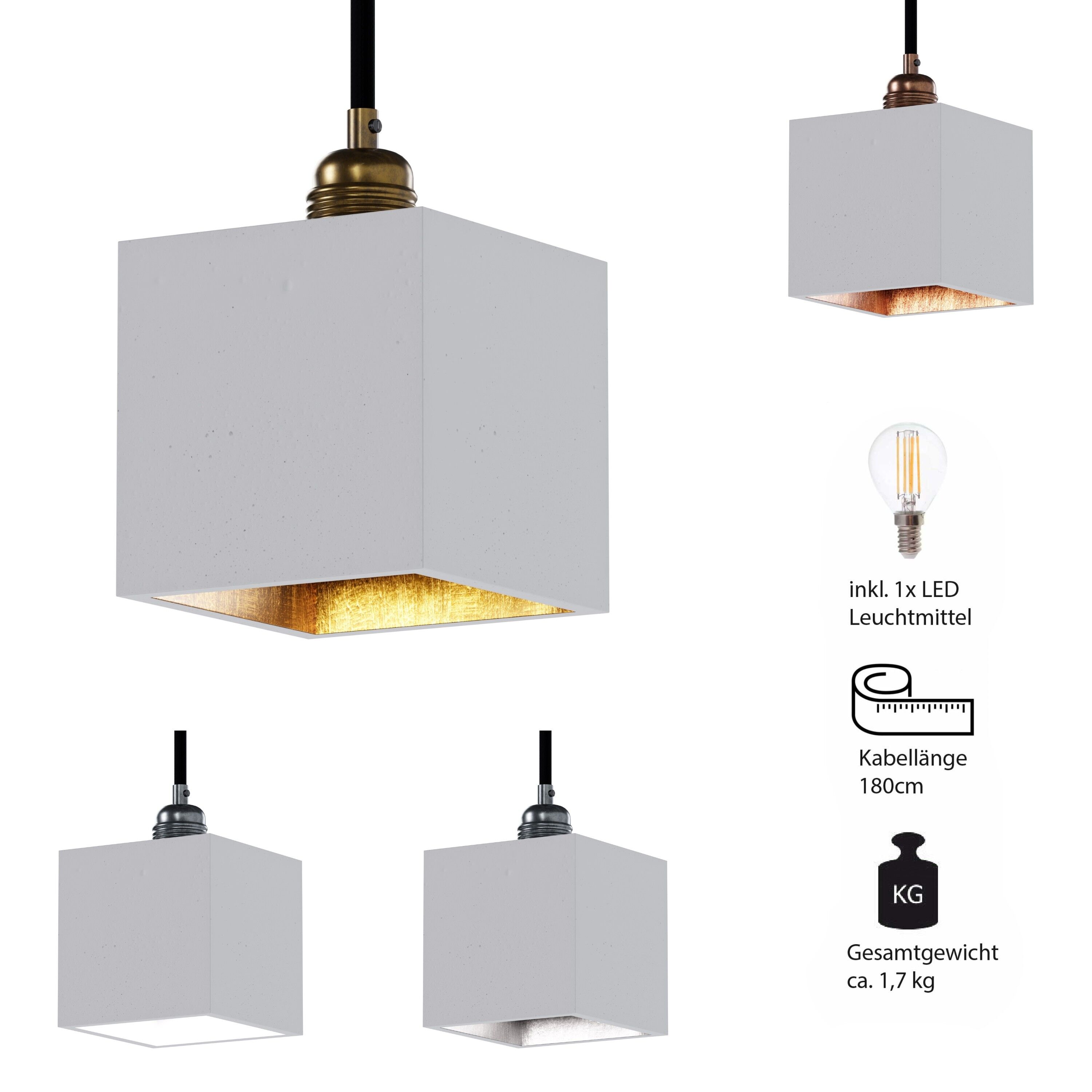 Betoniq Concrete Pendant Light "Sunna" Hängeleuchte E27 White