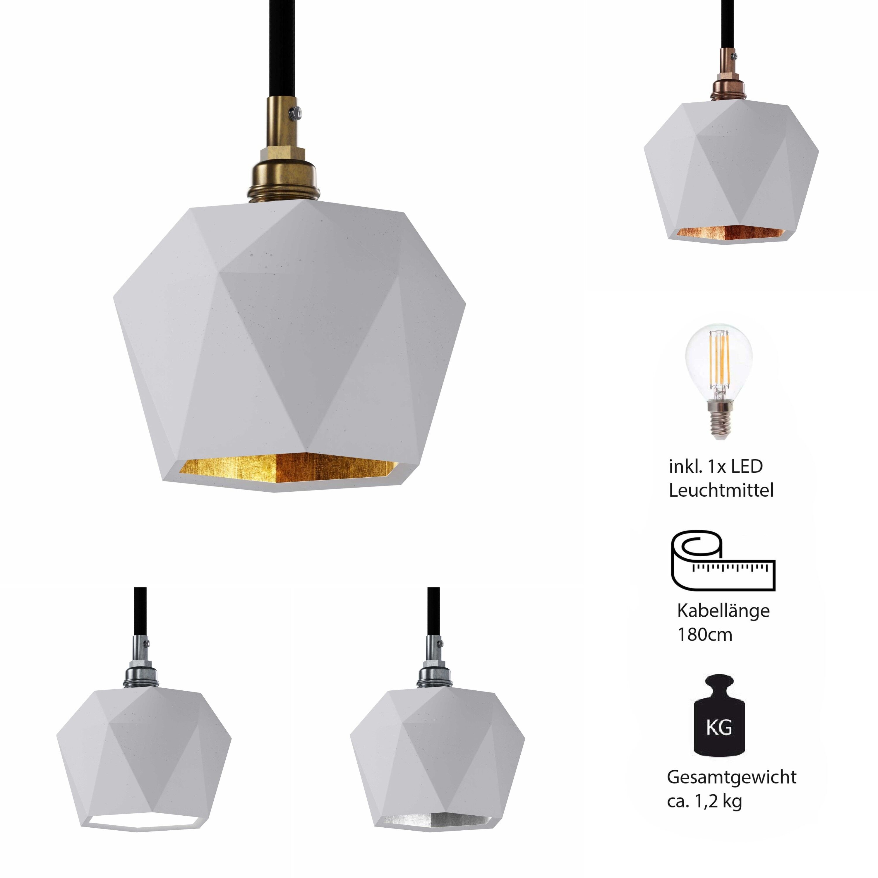 Betoniq Concrete Pendant Light "Solea" Hängeleuchte E14 White
