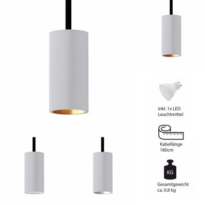 Betoniq Concrete Pendant Light "Nara13" Hängeleuchte GU10 White