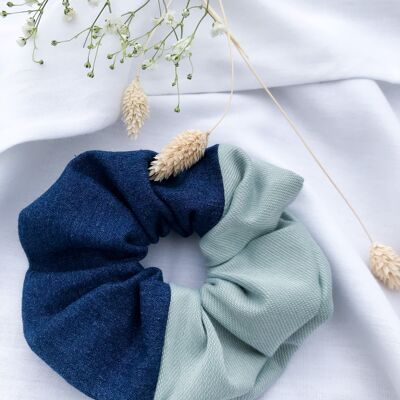 Bicolor Denim Scrunchie