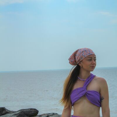 Top de bikini retorcido - Aria Lilac con lentejuelas