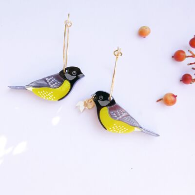 Boucles d'oreilles mésange charbonnière