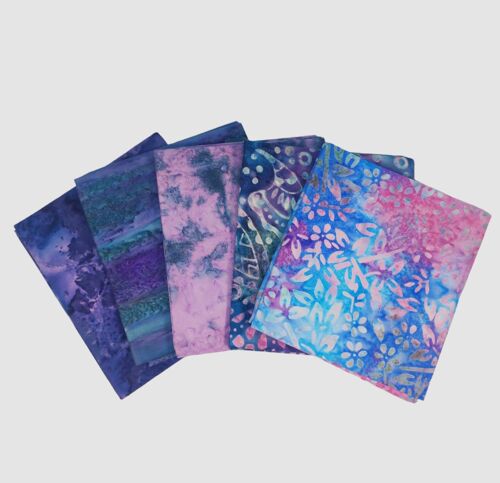 Bali Batik Fat Quarter Fabric Bundle - Greys & Purples