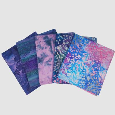Bali Batik Fat Quarter Fabric Bundle - Greys & Purples