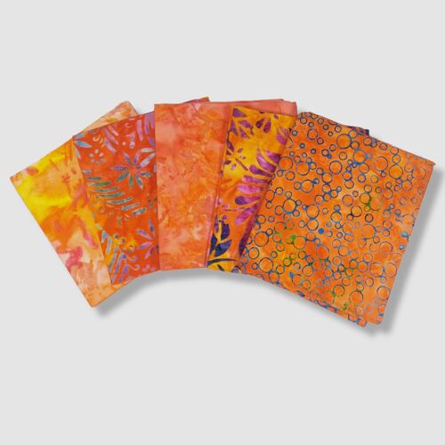 Bali Batik Fat Quarter Fabric Bundle - Oranges