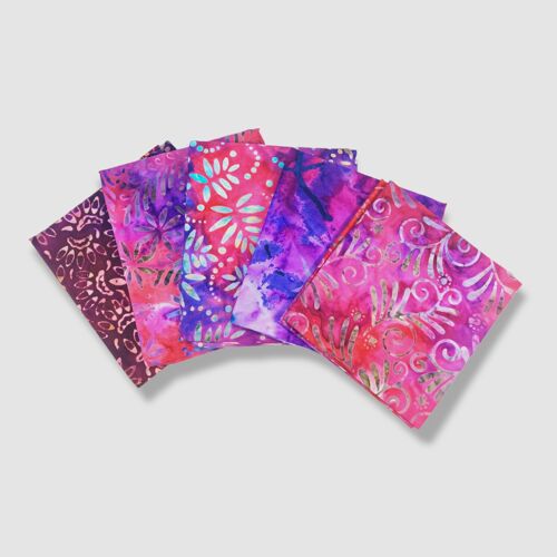 Bali Batik Fat Quarter Fabric Bundle - Pinks & Purples