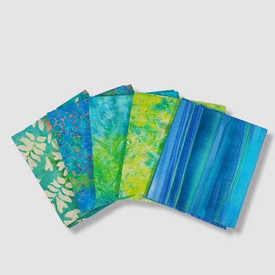 Bali Batik Fat Quarter Fabric Bundle – Türkis & Grün