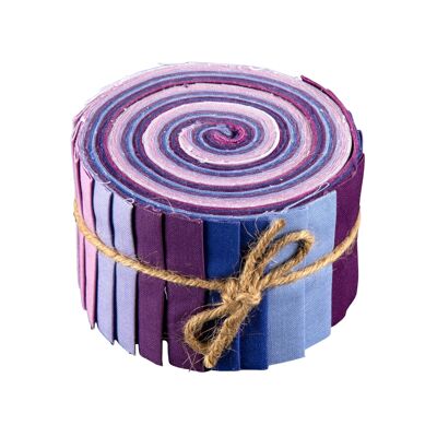 Rollo de tiras de tela de algodón acolchado de 20 piezas - Campos lilas