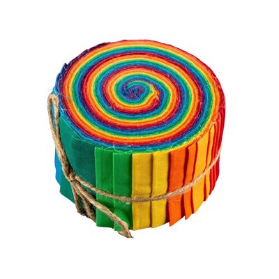 20 Piece Quilting Cotton Fabric Strip Roll - Taste The Rainbow