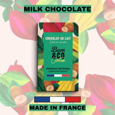 MILK CHOCOLATE - Organic hazelnut pieces