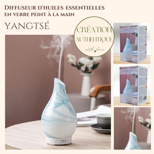Diffuseur Ultrasonique - Yangtsé – Diffusion Senteurs Aromathérapie – en Verre – Motifs Décoratifs – Idée Cadeau