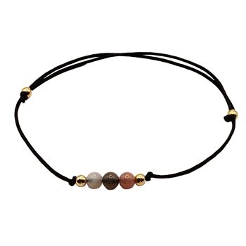 Bracelet en pierres précieuses d'agate, perles en argent 925 plaqué or rose 18 carats, fermoir en perles 1