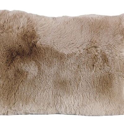 COUSSIN BEIGE REX RABBIT 30X40 CM DOUBLE FACE VERITABLE LAPIN REX