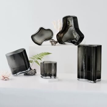Nouveau vase au design moderne inspiré de CORAL et Aalto, COR13 AMbre ou gris ou BLANC ou CLair 1