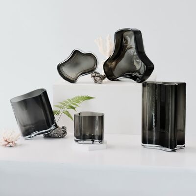 Nuovo vaso dal design moderno ispirato a CORAL e Aalto, COR13 AMbra o grigio o BIANCO o CHIARO