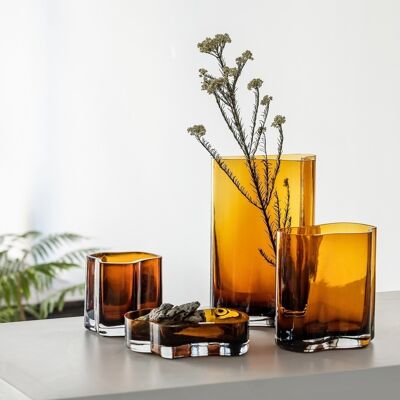 Vaso di design moderno in vetro ispirato a CORAL + Aalto, COR20 Grey, AMber, White o CLear