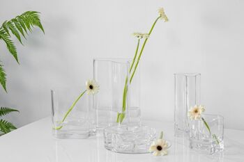 Vase design moderne en verre inspiré de CORAL + Aalto, COR20 Grey, AMber, White ou CLear 5
