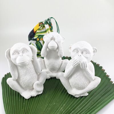 Set of 3 ALba White Monkeys in Scented Plasters