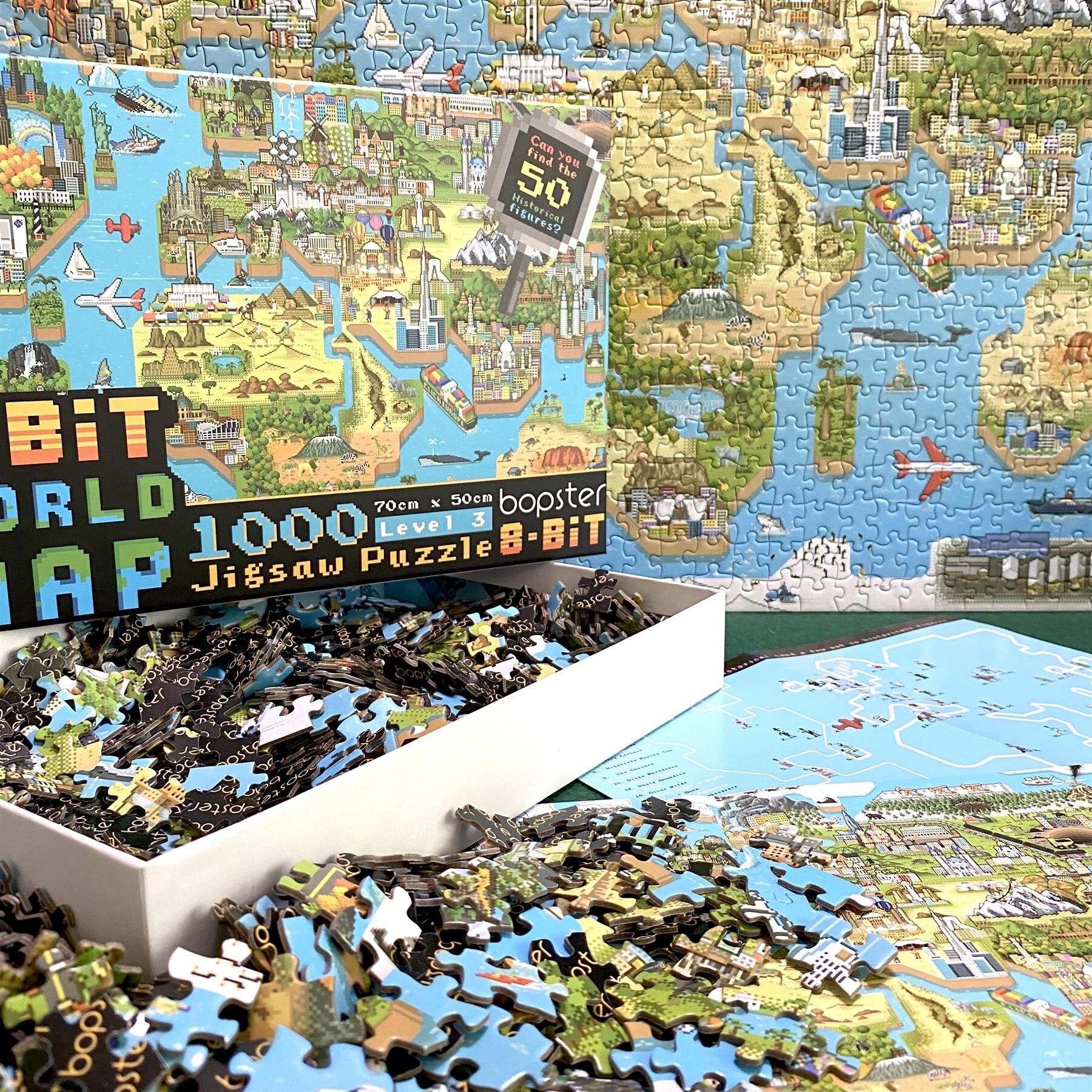 bopster 8-bit World Map Pixel Jigsaw Puzzle 1000pcs