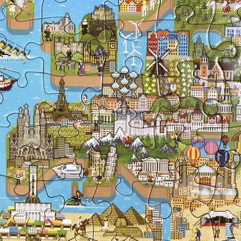 France Illustrated Map Wooden Jigsaw Puzzle for Children and