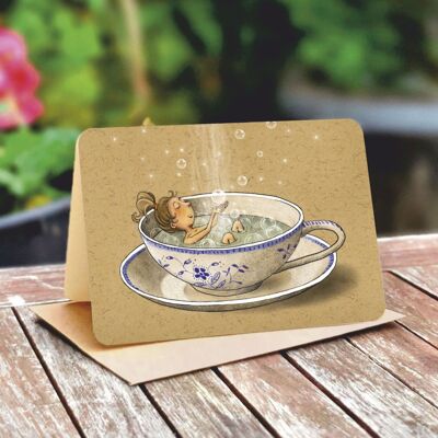Tarjeta doble papel natural 5128